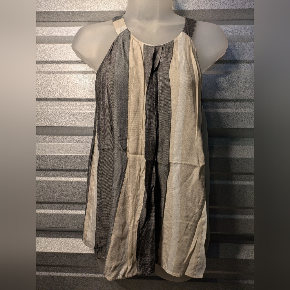 Ann Taylor Black and Cream Striped Tank Top Size Xs